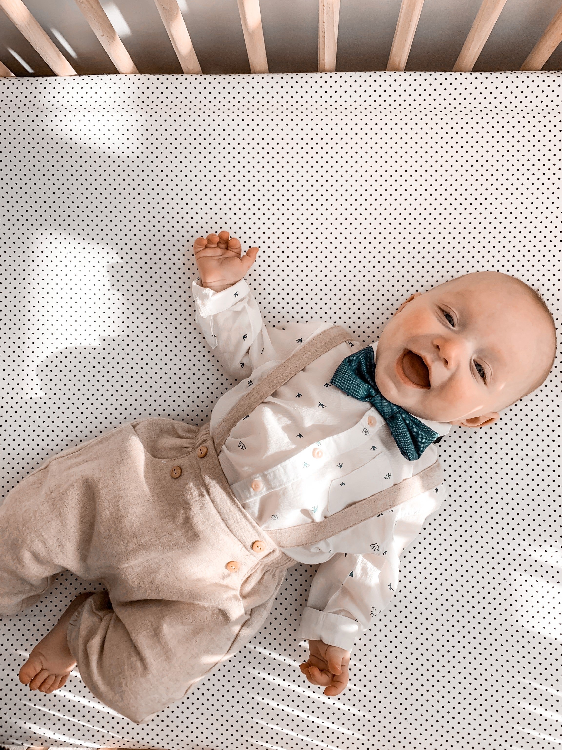 Dot Crib Bedding Set - Black and White - Olli+Lime